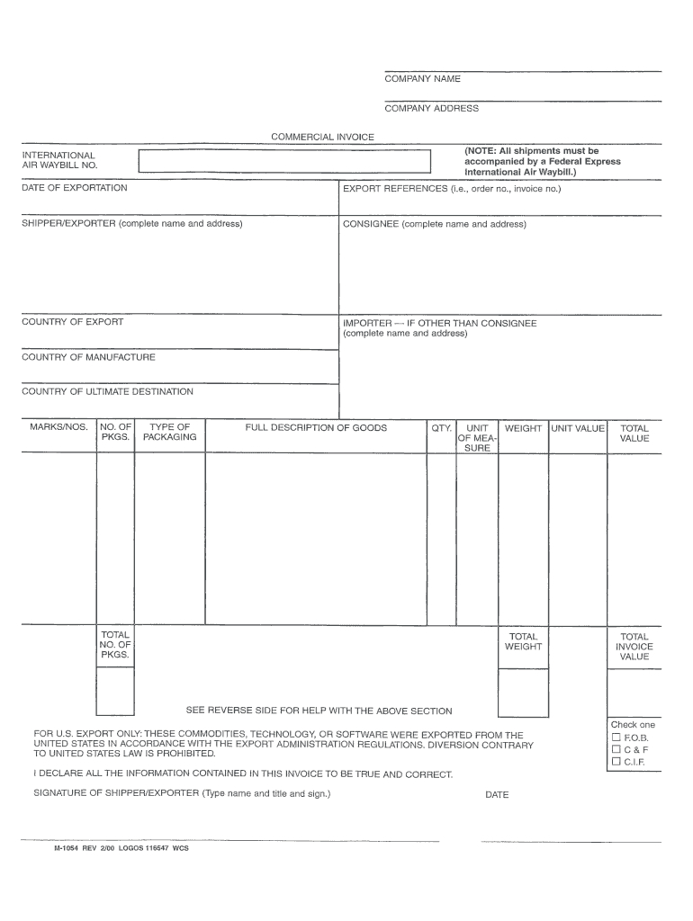 Fedex Commercial Invoice Template Word – Fill Online Inside Commercial Invoice Template Word Doc