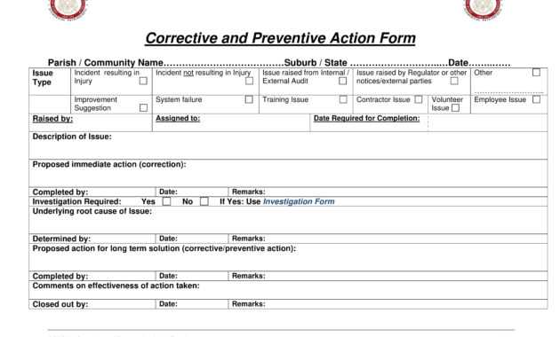 Ff964 Corrective And Preventive Action Example 3A Usable intended for Fracas Report Template
