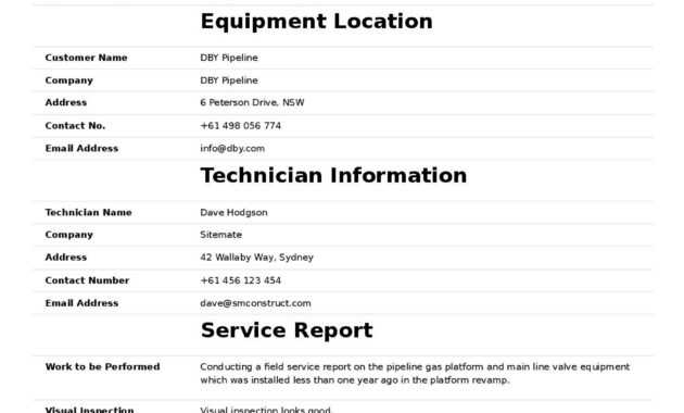 Field Service Report Template (Better Format Than Word within Technical Service Report Template