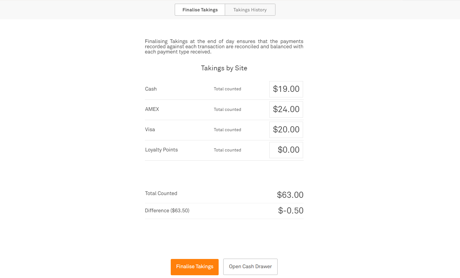 Finalise Your Takings – End Of Day Reconciliation – Kounta With Regard To End Of Day Cash Register Report Template