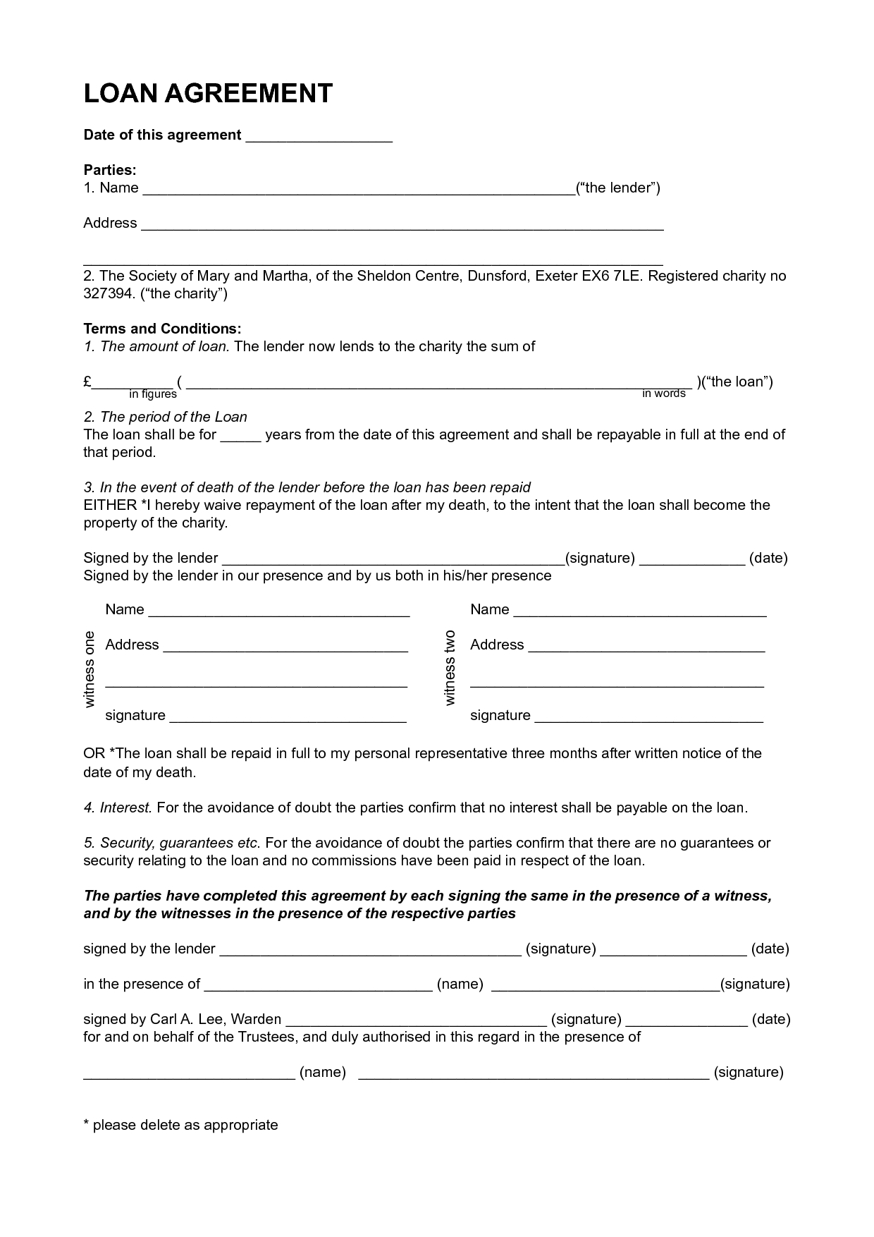 Finest Personal Loan Agreement Template Format Between Regarding Blank Loan Agreement Template