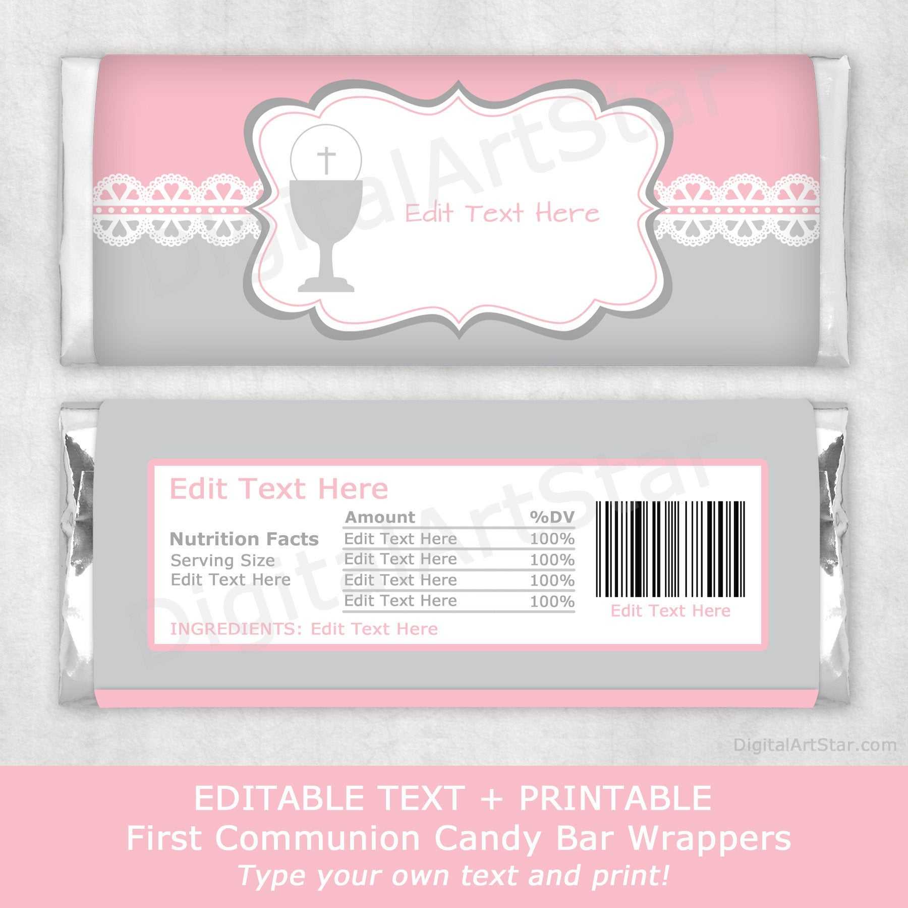 First Communion Favors For Girls, First Communion Candy Bar Wrappers,  Printable Communion Chocolate Bar Wrapper, Communion Party Ideas Fc1 Within Blank Candy Bar Wrapper Template For Word