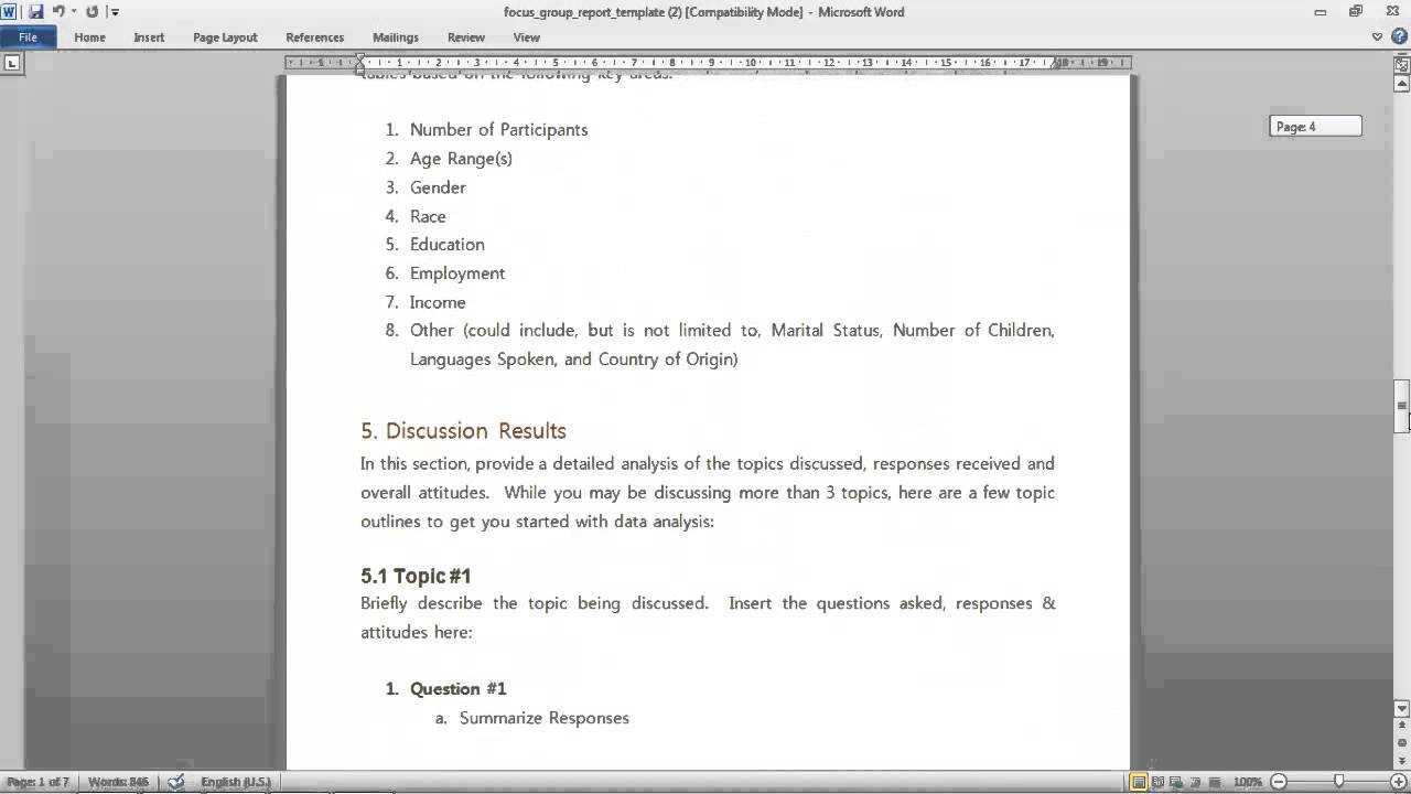 Focus Group Report Template Pertaining To Focus Group Discussion Report Template