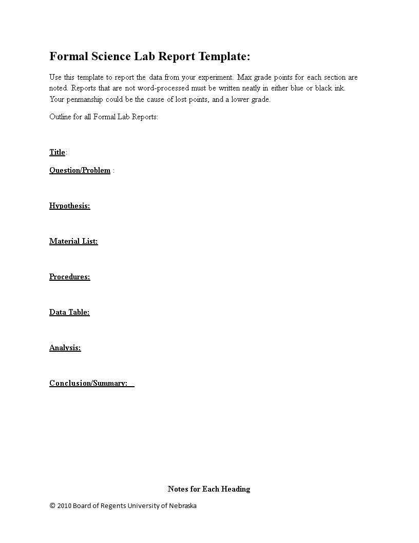 Formal Science Lab Report Template | Templates At Regarding Formal Lab Report Template