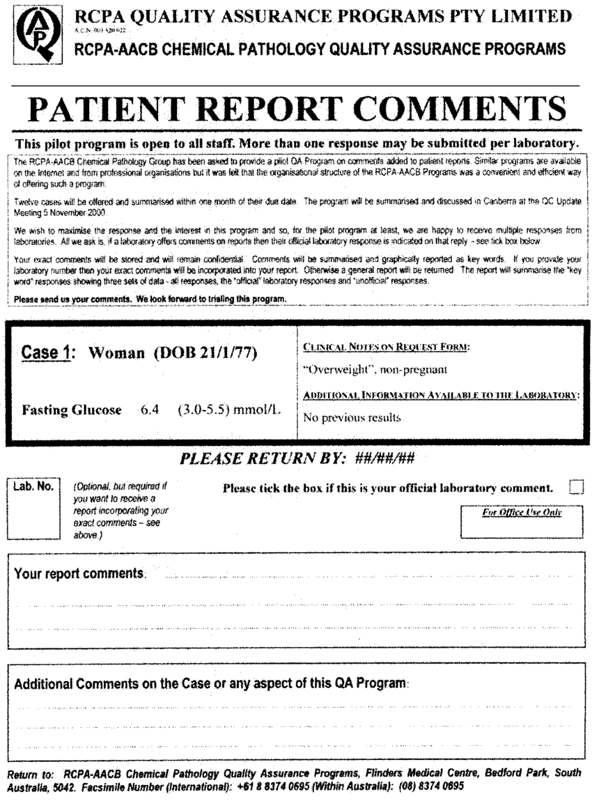 Format Of A Typical Case Report Sent To Participants In The Intended For Patient Report Form Template Download