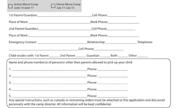 Free 11+ Printable Summer Camp Registration Forms In Pdf intended for School Registration Form Template Word