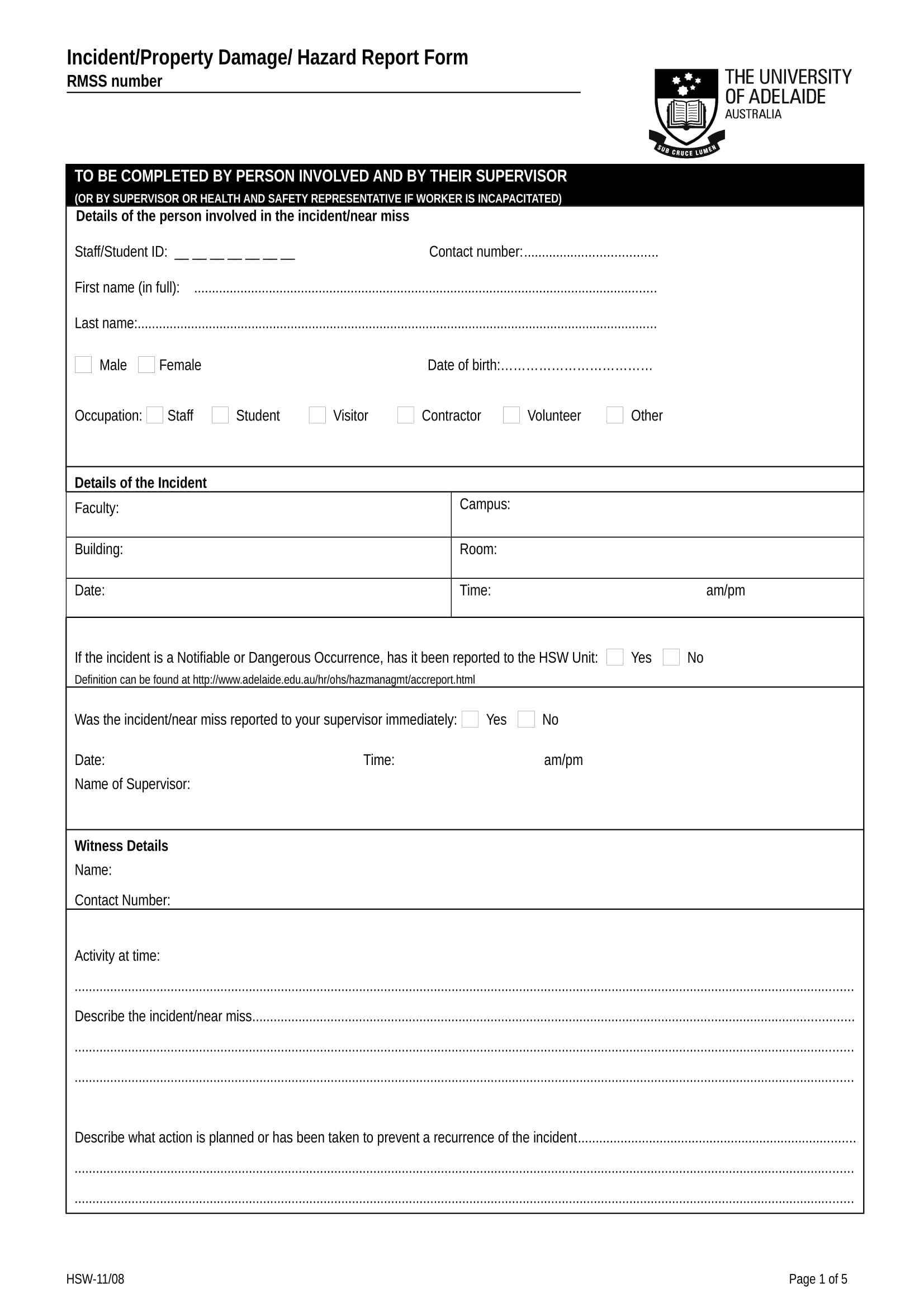 Free 14+ Damage Report Forms In Ms Word | Pdf | Excel With Regard To Incident Hazard Report Form Template