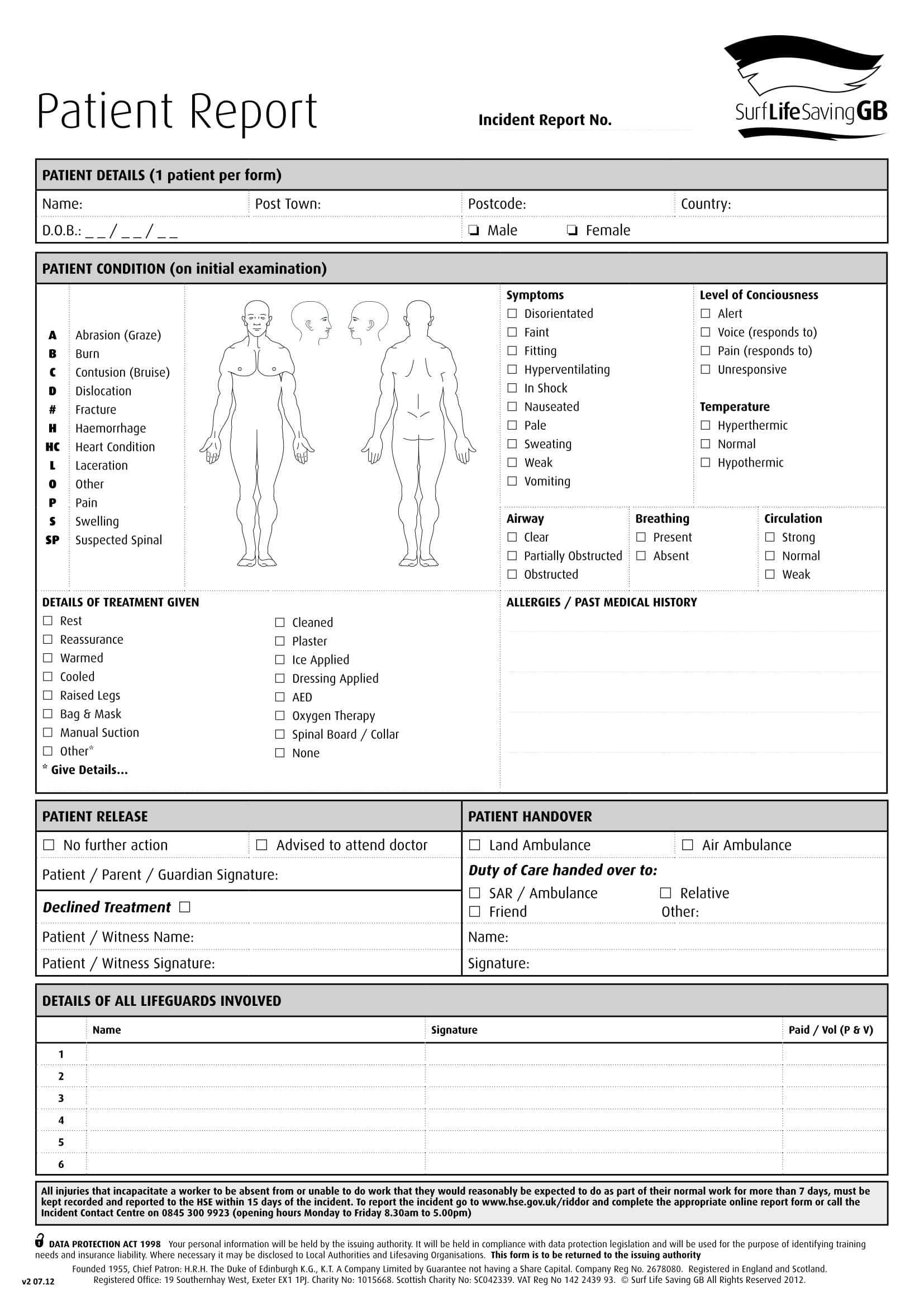 Free 14+ Patient Report Forms In Pdf | Ms Word For Accident Report Form Template Uk