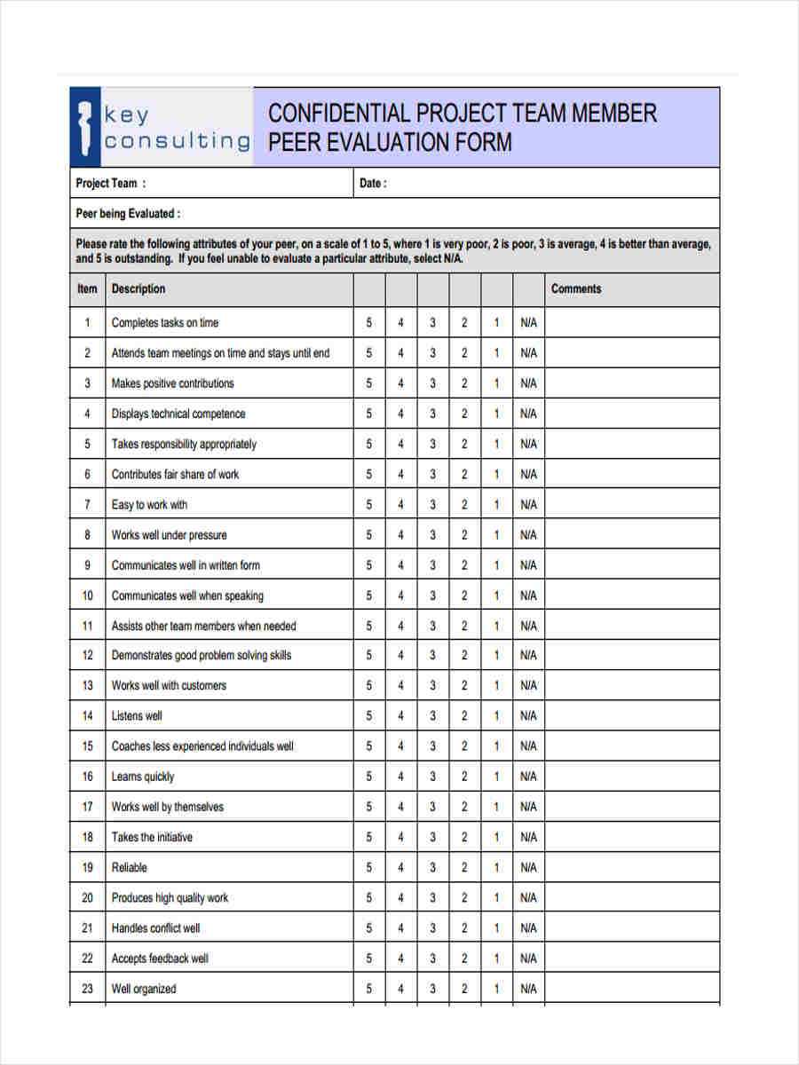 Free 15+ Peer Evaluation Forms In Pdf | Ms Word Pertaining To Blank Evaluation Form Template