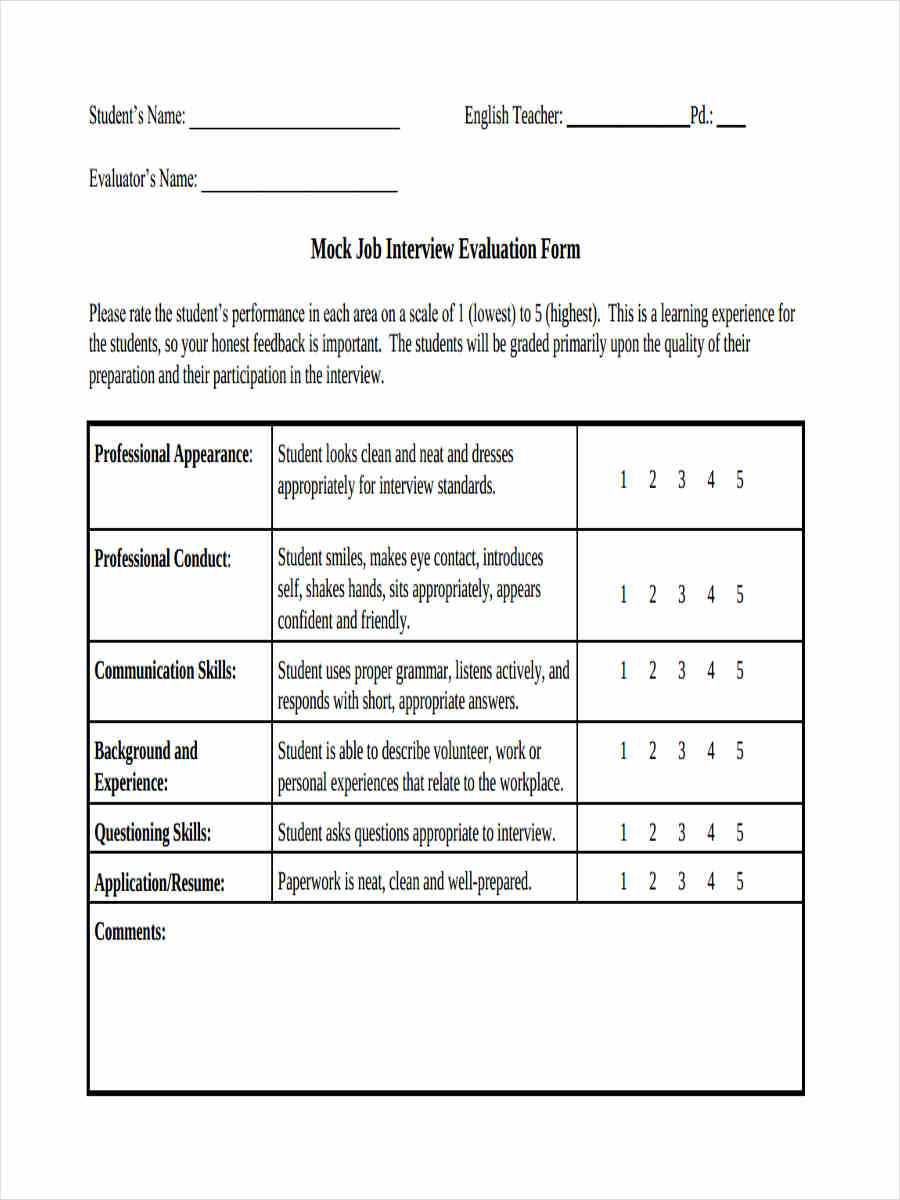Free 17+ Interview Feedback Forms In Pdf For Student Feedback Form Template Word
