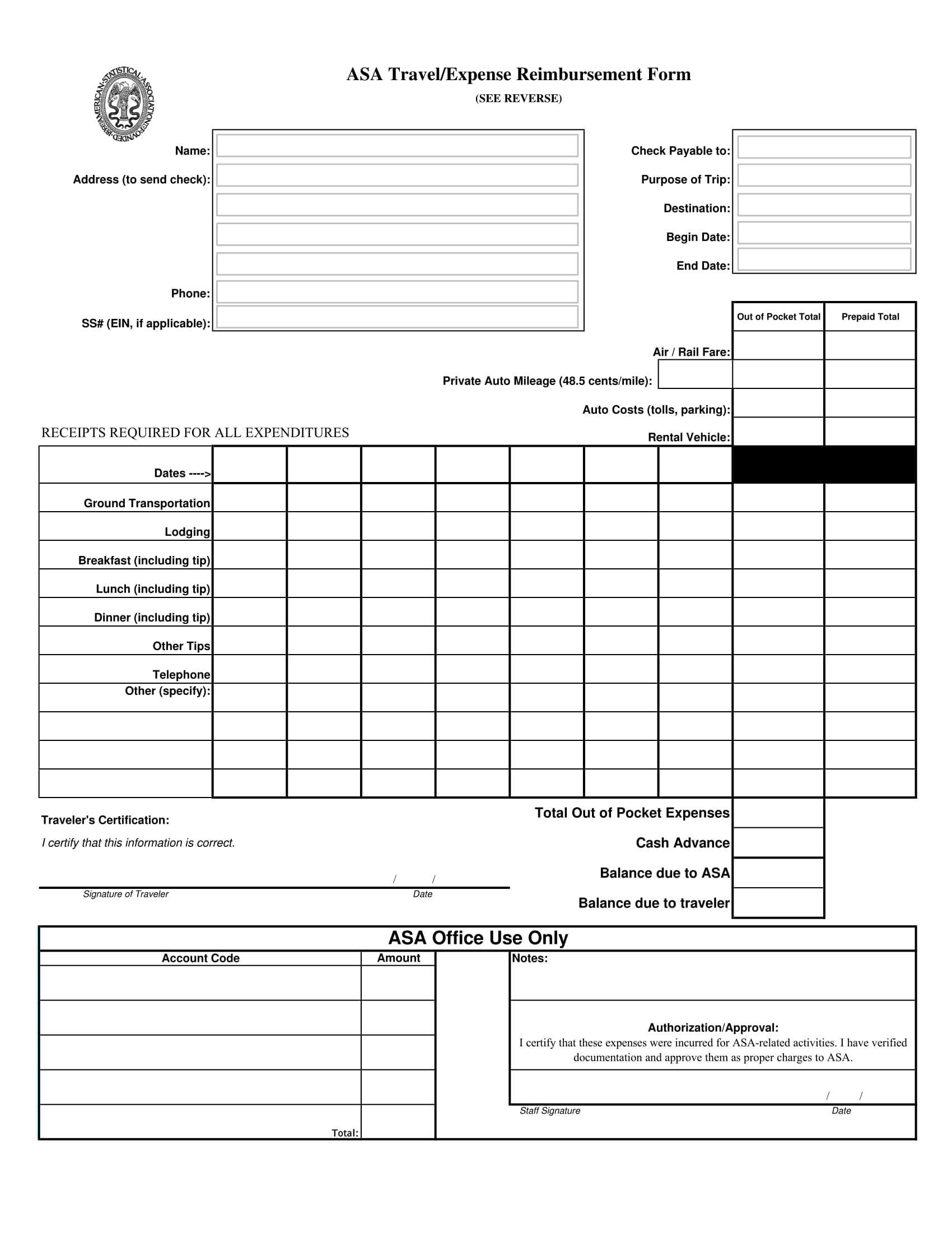 Free 5+ Travel Expense Reimbursement Forms In Pdf | Ms Word In Reimbursement Form Template Word