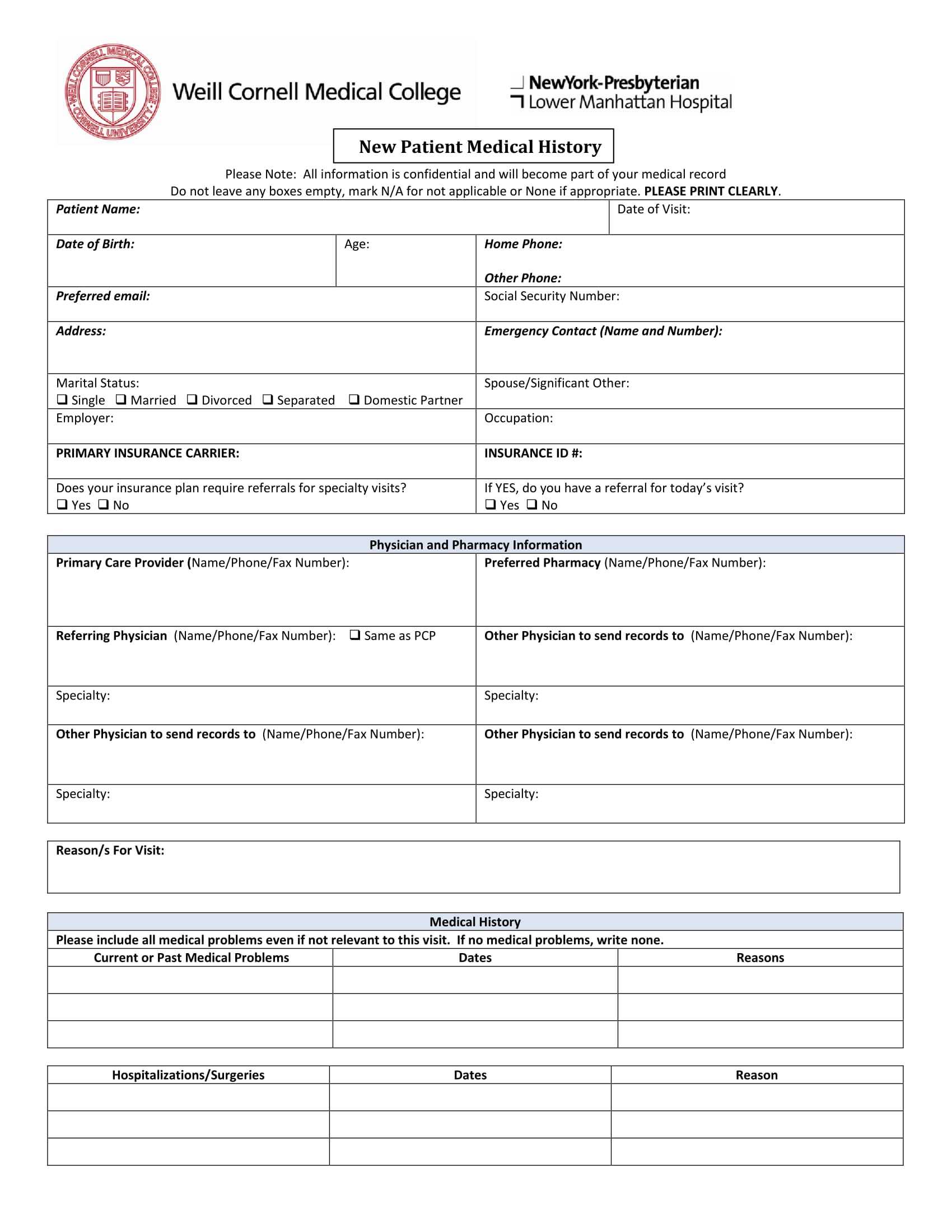 Free 6+ Medical History Forms In Pdf | Ms Word | Excel Inside Medical History Template Word