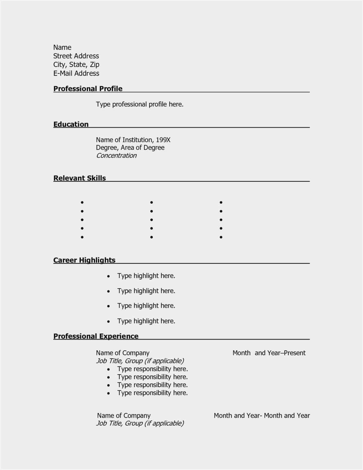 Free Blank Resume Templates Download Resume Resume With Free Blank 