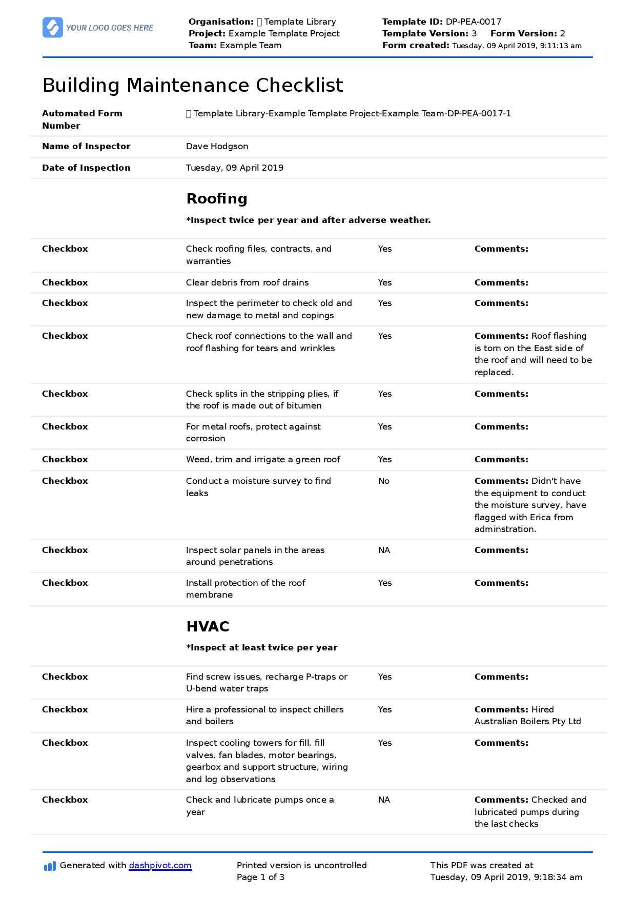 Free Building Maintenance Checklist (Better Than Pdf, Excel for Computer Maintenance Report Template Free Building Maintenance Checklist (Better Than Pdf, Excel For Computer Maintenance Report Template