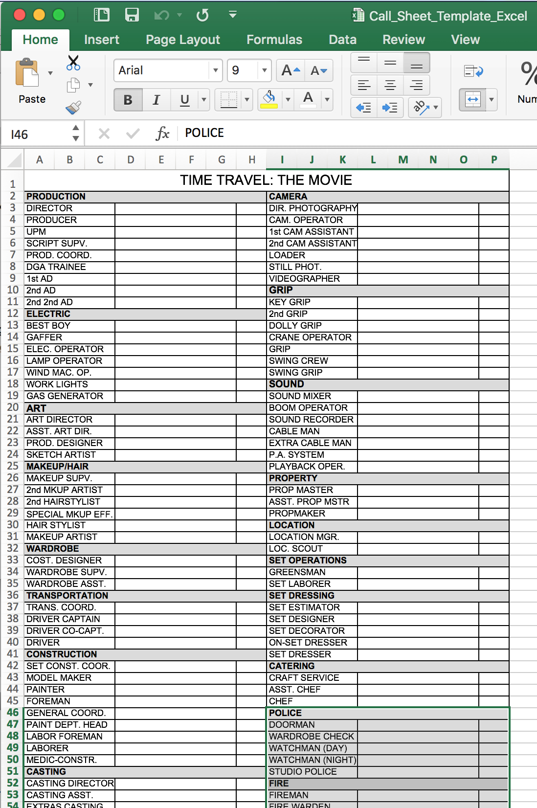 Free Call Sheet Template In Excel Regarding Film Call Sheet Template Word