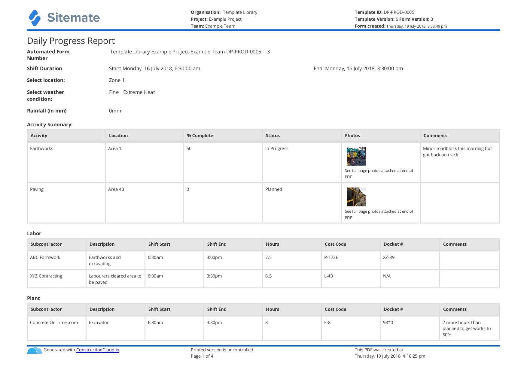 Free Construction Daily Report Template (Better Than Pdf Throughout Progress Report Template Doc