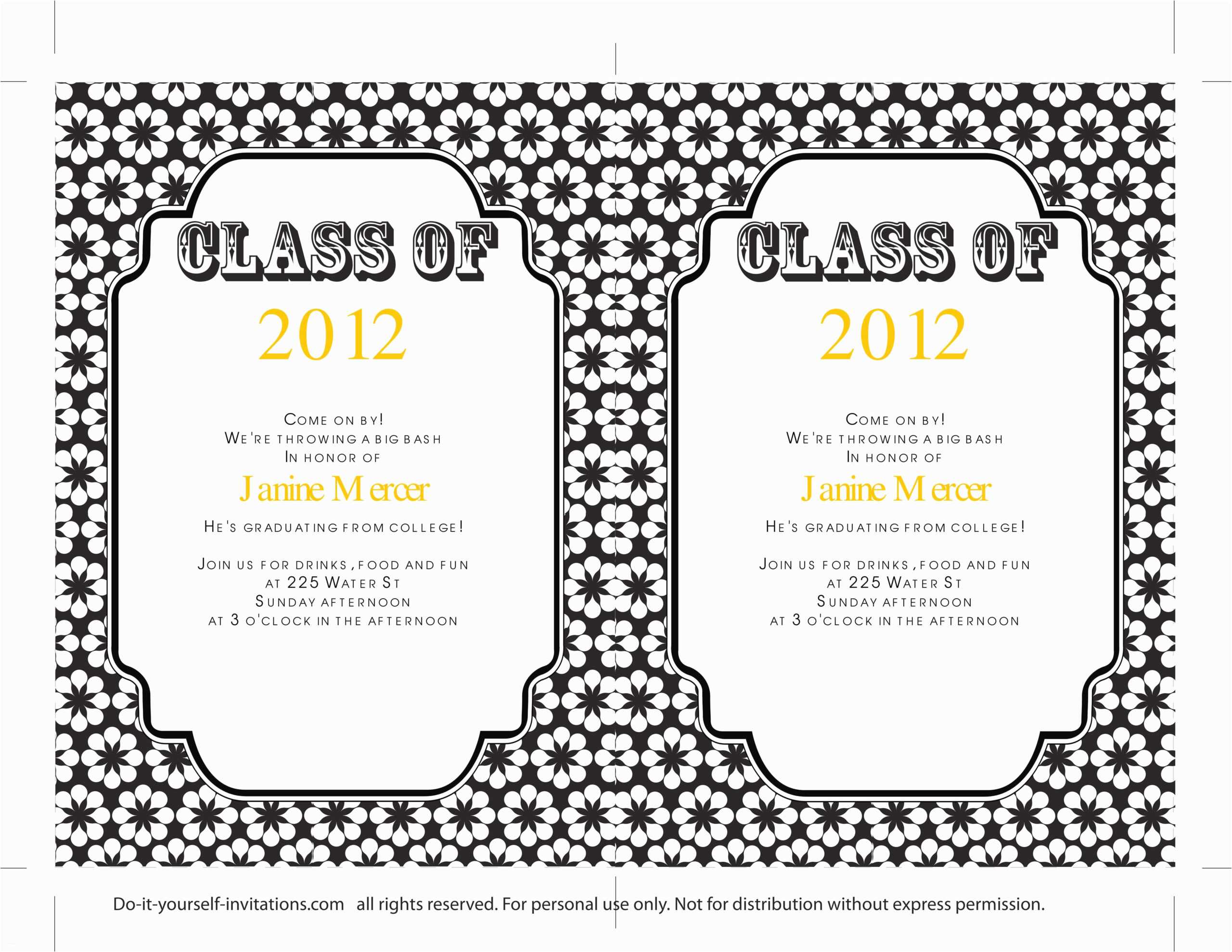 Free Graduation Party Invitation Templates For Word With Graduation Party Invitation Templates Free Word