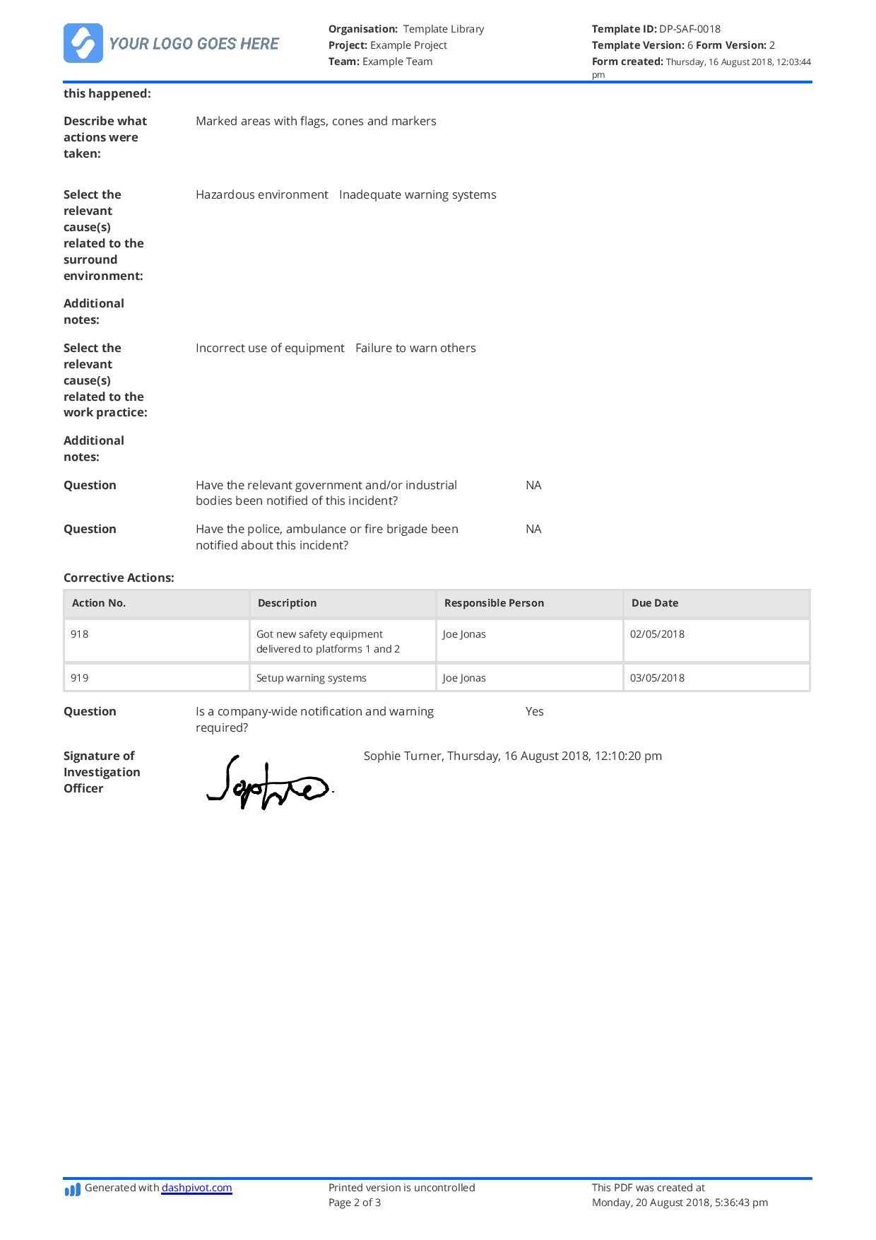 Free Incident Report Template (Better Than Word/excel/pdf For Computer Incident Report Template