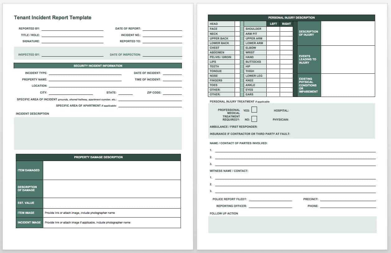 Free Incident Report Templates & Forms | Smartsheet Within Vehicle Accident Report Form Template