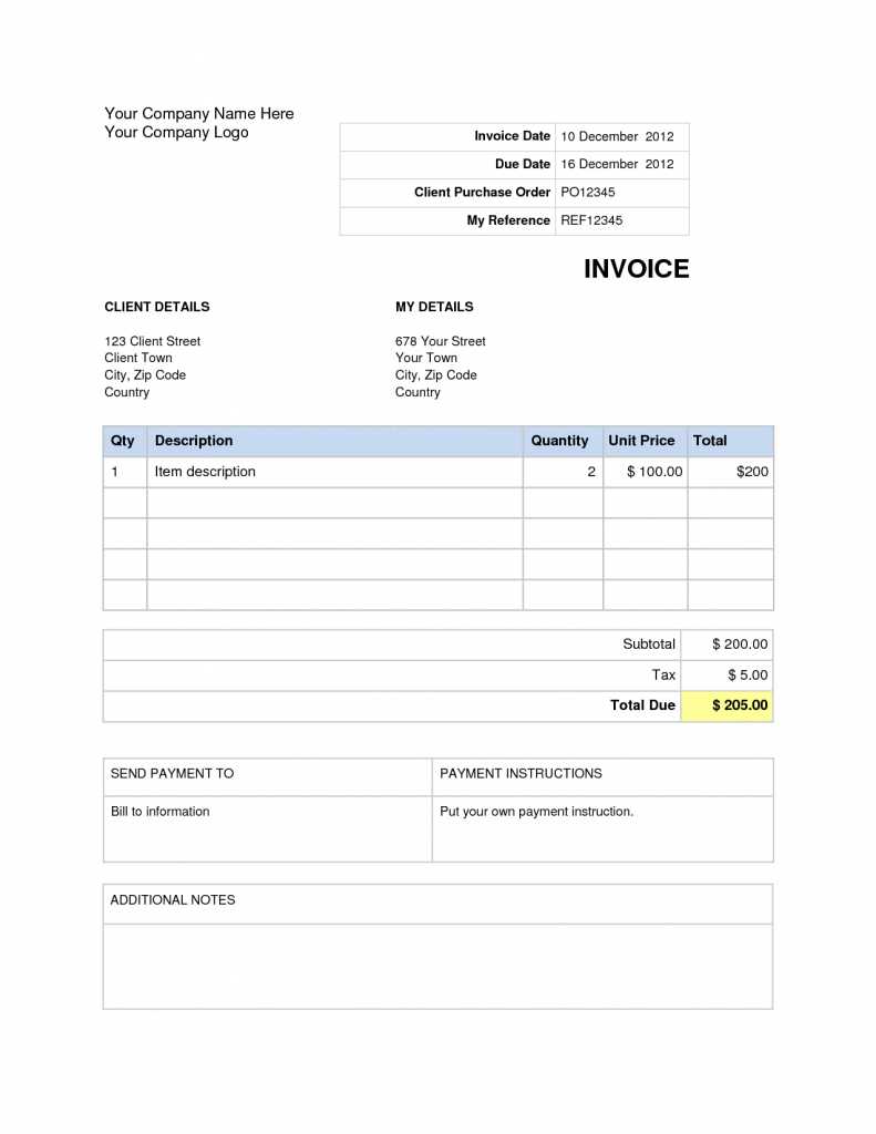 Free Invoice Template Word Document | Invoice Example In Invoice Template Word 2010