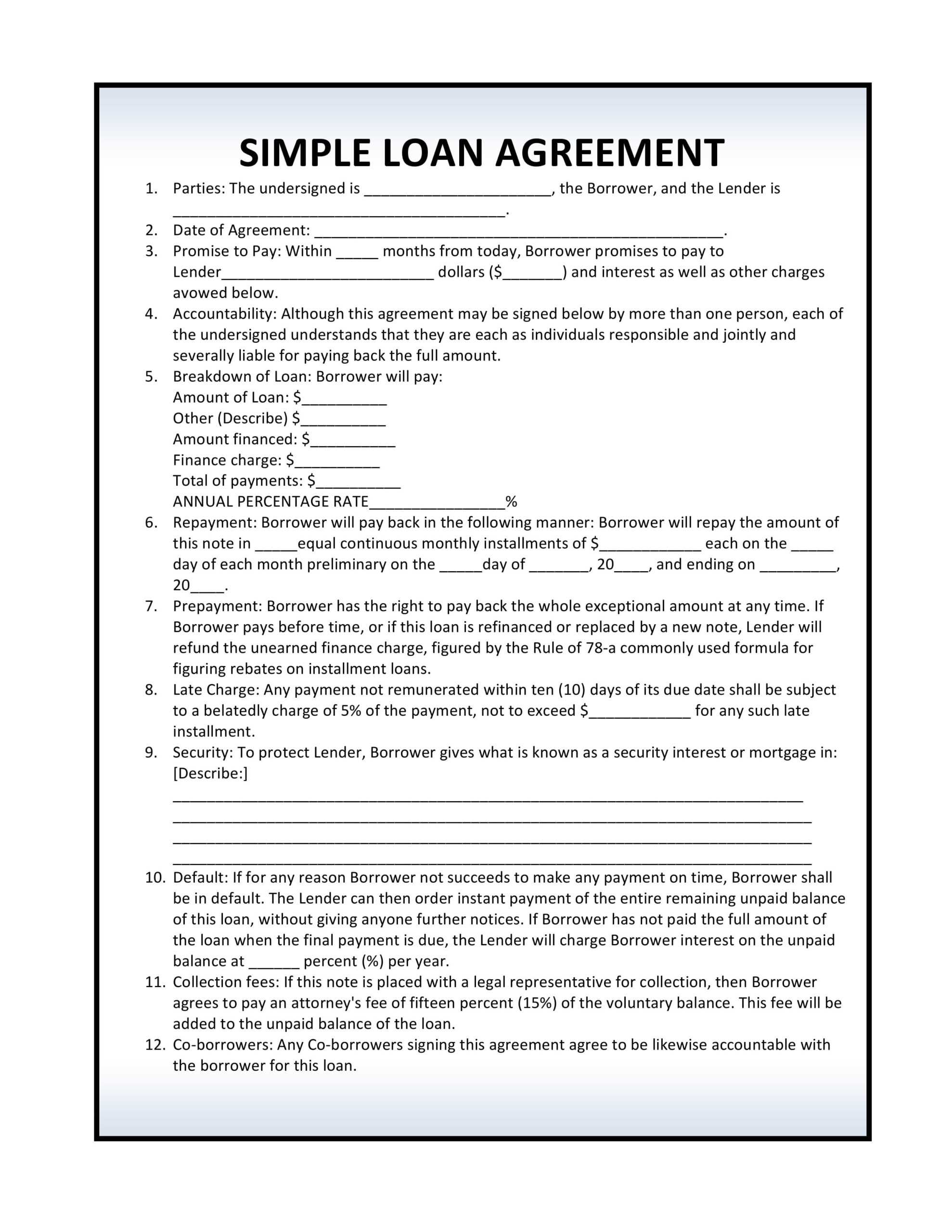 Free Loan Agreement Forms | Pdf Template | Form Download With Blank Loan Agreement Template