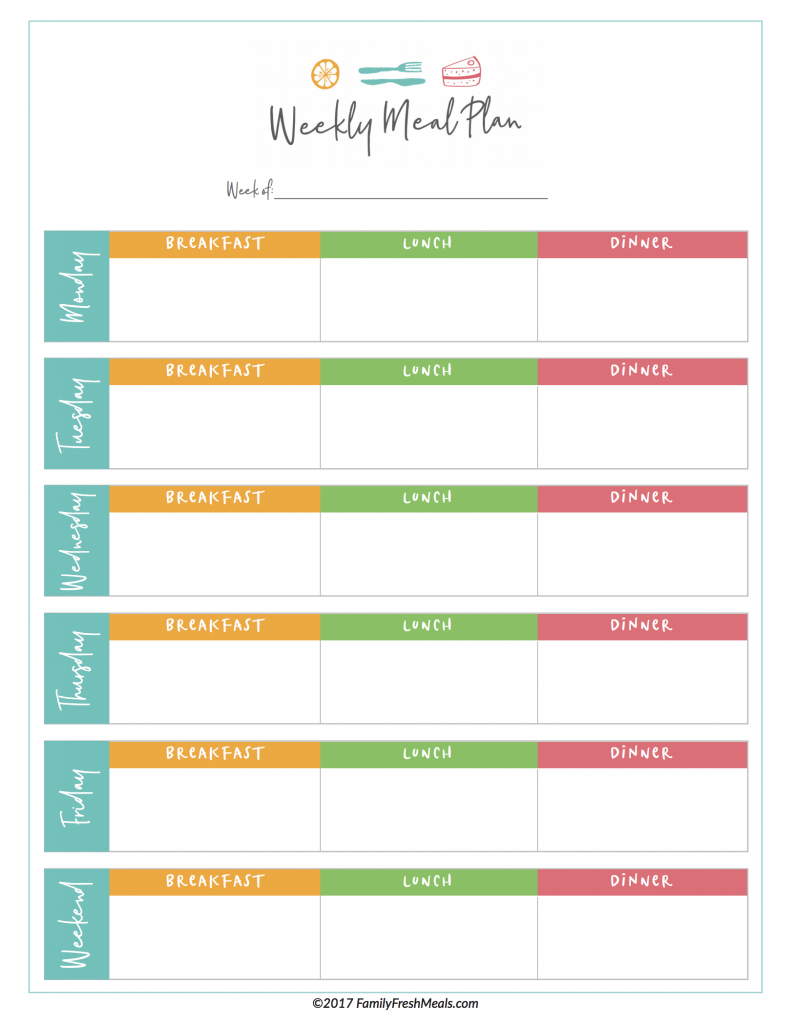 Free Meal Planner Template - Dalep.midnightpig.co Intended For Blank Meal Plan Template