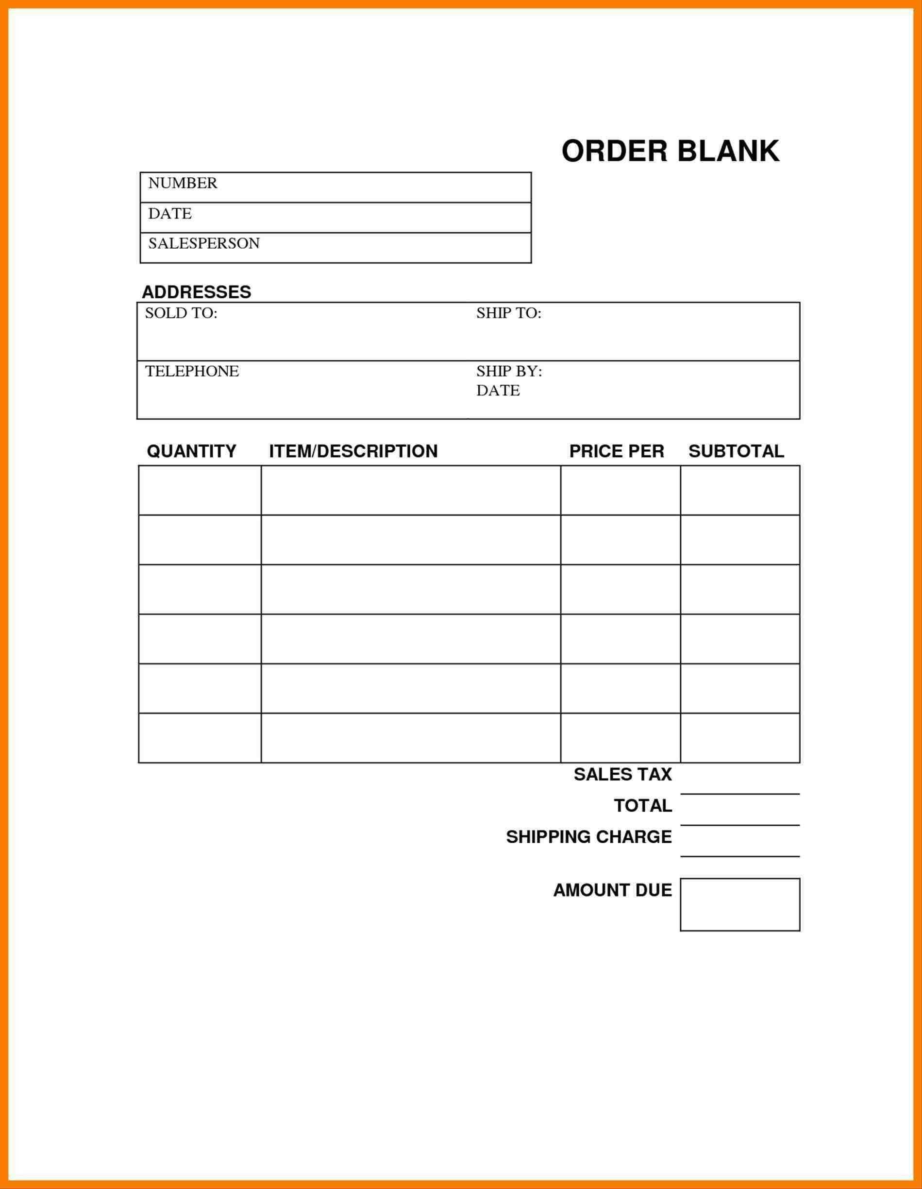Free Printable Order Form Template | Template Business Psd For Blank Fundraiser Order Form Template