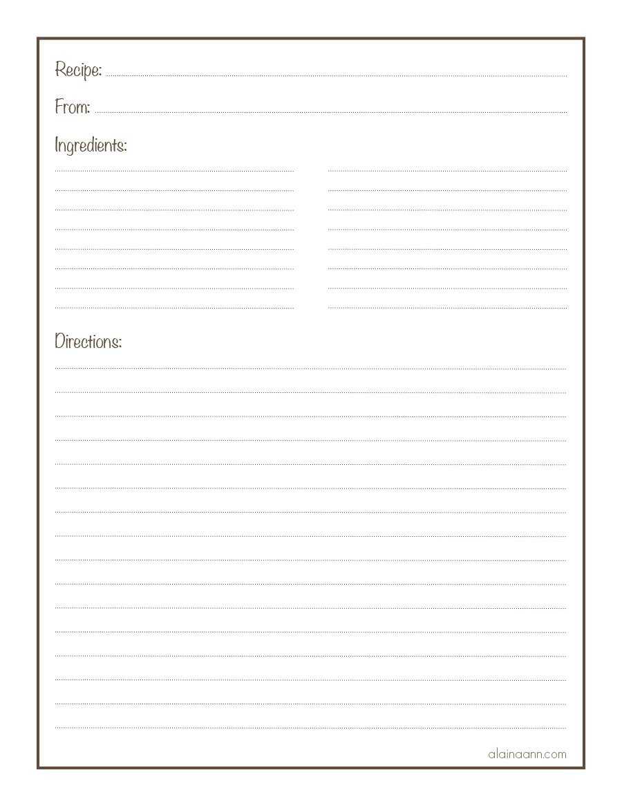 Free Printable Recipe Pages - Calep.midnightpig.co Within Full Page Recipe Template For Word