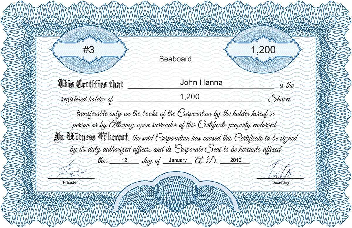 Free Share Certificate – Falep.midnightpig.co In Blank Share Certificate Template Free