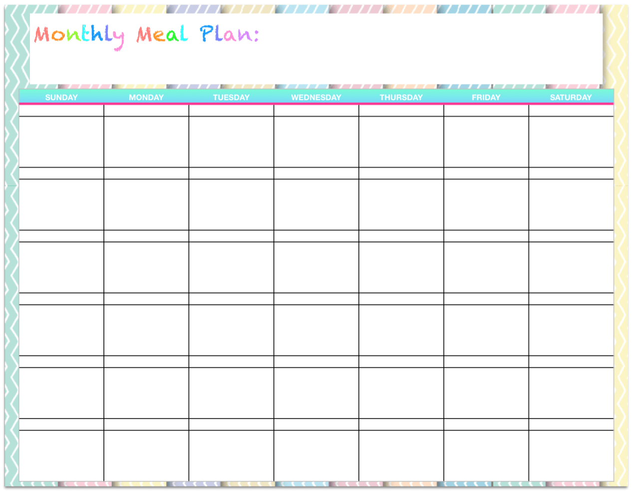 Free Templates: Monthly Menu Planners ~ The Housewife Modern Intended For Blank Meal Plan Template
