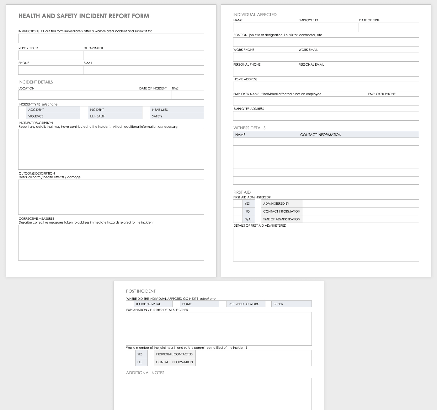 Free Workplace Accident Report Templates | Smartsheet Inside Annual Health And Safety Report Template