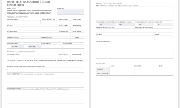 Free Workplace Accident Report Templates | Smartsheet within Injury Report Form Template