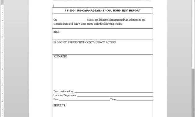 Fsms Risk Management Solutions Test Report Template | Fds1200-1 intended for Risk Mitigation Report Template