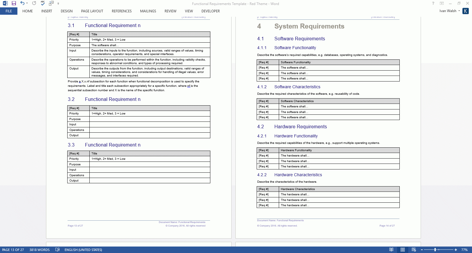 Functional Requirements Specification Template (Ms Word within Product Requirements Document Template Word Functional Requirements Specification Template (Ms Word Within Product Requirements Document Template Word