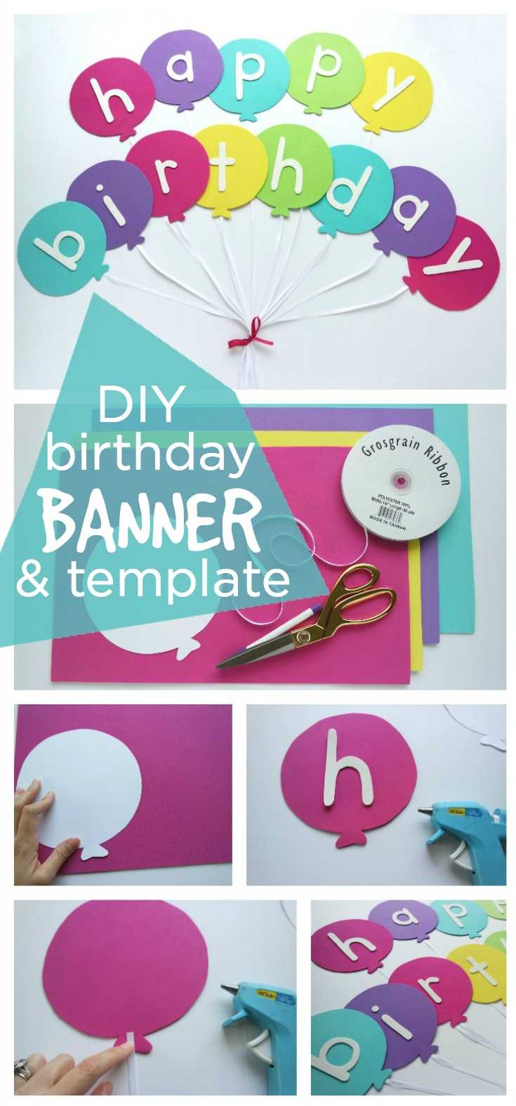 Happy Birthday Banner Diy Template | Balloon Birthday Banner With Diy Party Banner Template