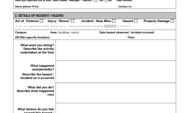 Hazard Incident Report Form Template - Business Template Ideas with regard to Hazard Incident Report Form Template