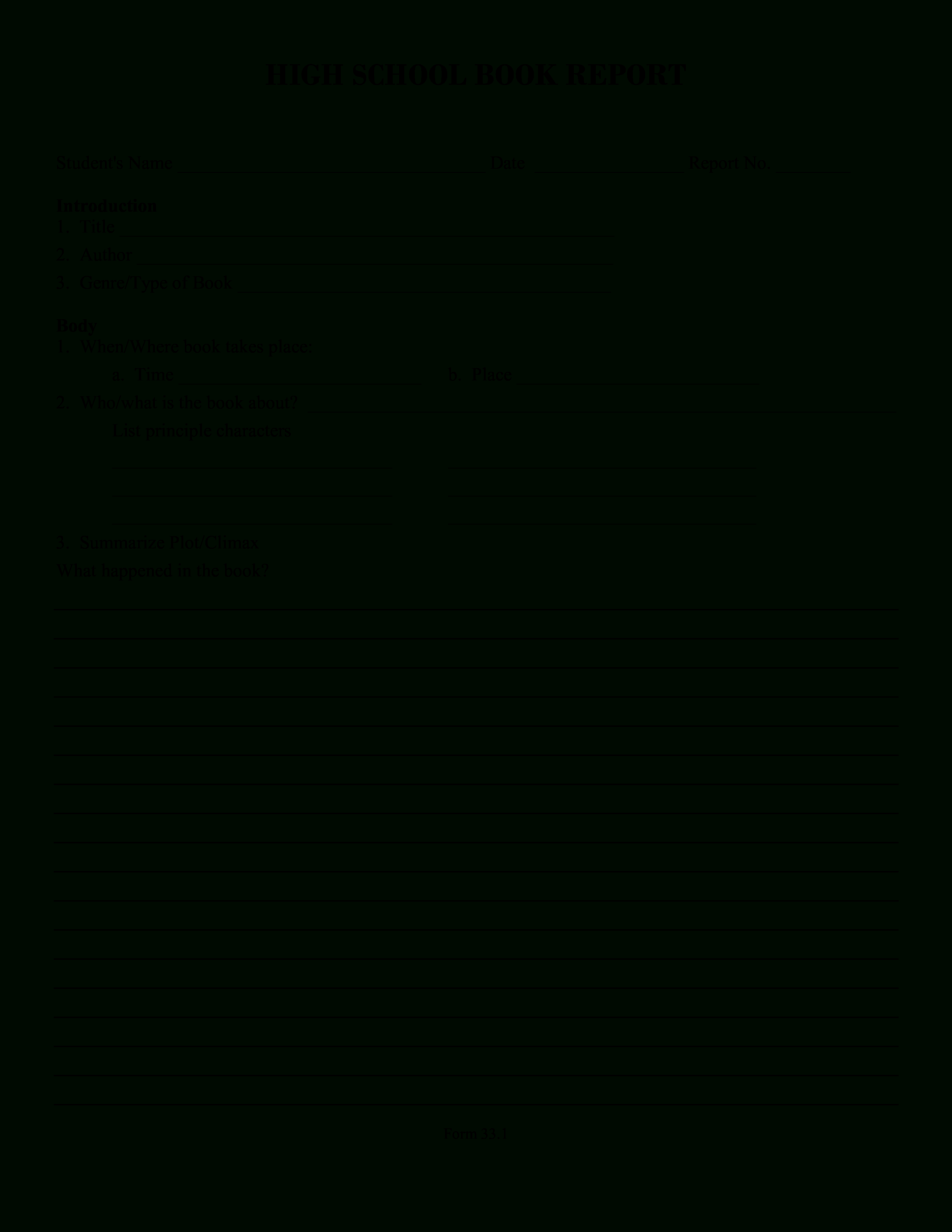 High School Book Report Template - Dalep.midnightpig.co Inside High School Book Report Template