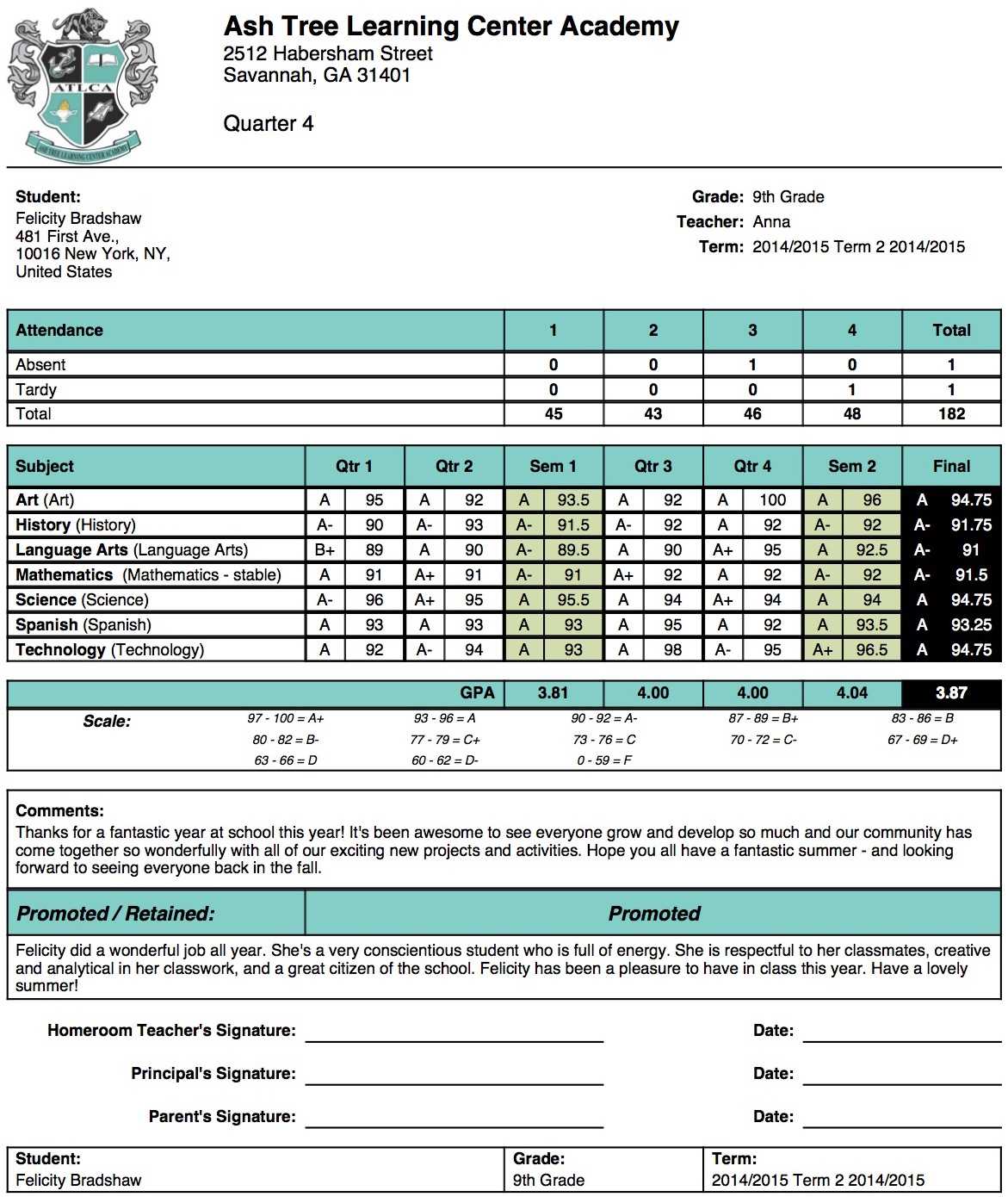 High School Report Card Sample - Report Card Templates Throughout High School Student Report Card Template