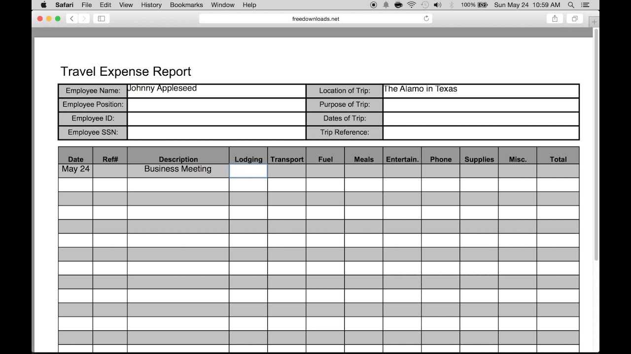 How To Fill In A Free Travel Expense Report | Pdf | Excel With Regard To Microsoft Word Expense Report Template