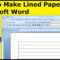 How To Make Lined Paper With Microsoft Word With Microsoft Word Lined Paper Template
