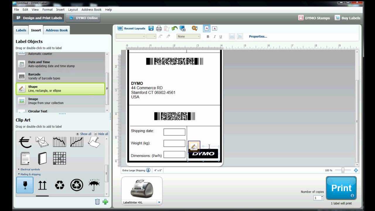 How To Use Print A Large Shipping Label On The Dymo Labelwriter 4Xl? Regarding Dymo Label Templates For Word