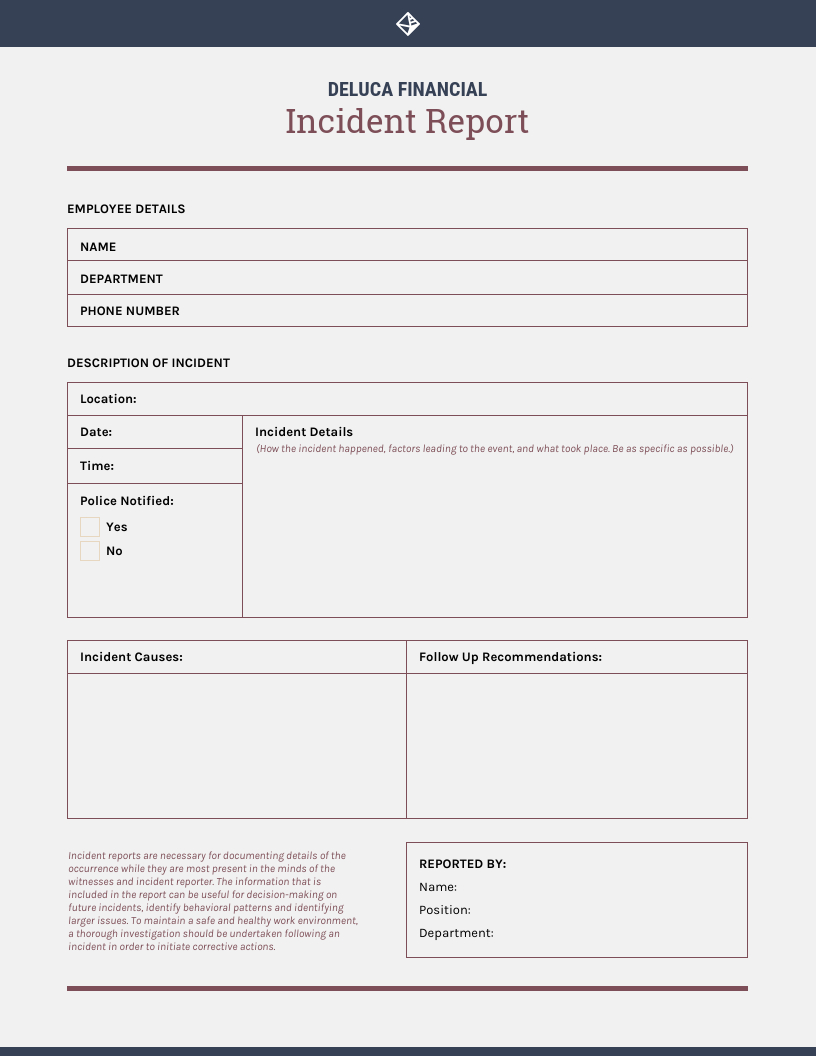 How To Write An Effective Incident Report [Templates] – Venngage For Incident Report Register Template