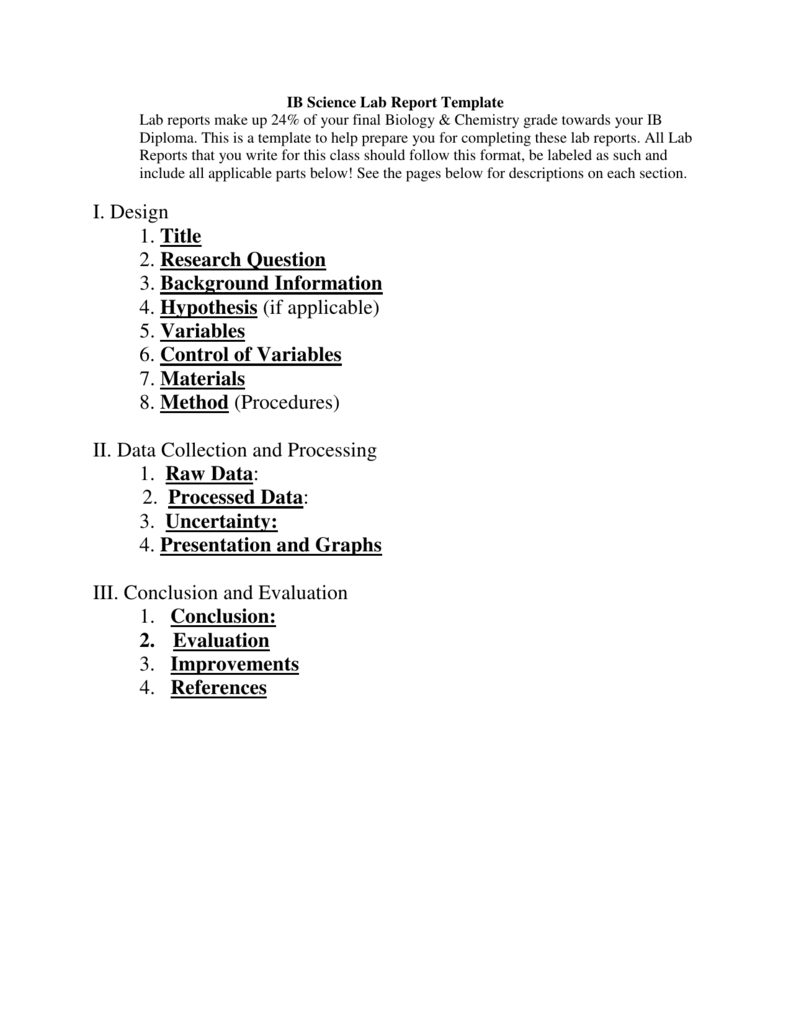 Ib Biology Lab Report Template In Section 7 Report Template