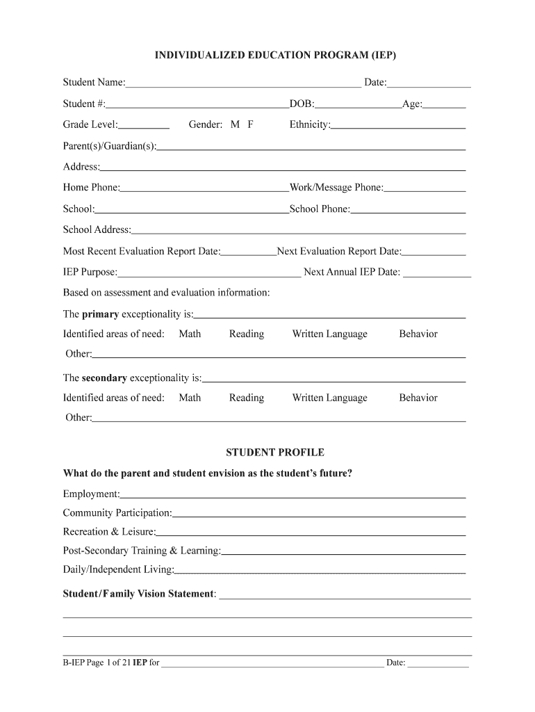 Iep Pdffiller Form - Fill Online, Printable, Fillable, Blank within Blank Iep Template Iep Pdffiller Form – Fill Online, Printable, Fillable, Blank Within Blank Iep Template