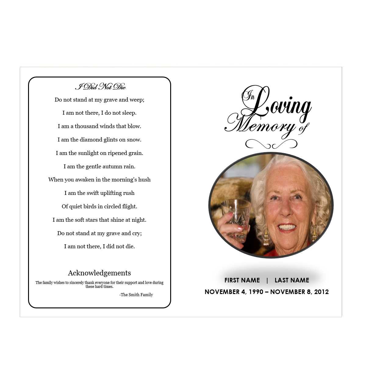 In Loving Memory pertaining to Free Obituary Template For Microsoft Word In Loving Memory Pertaining To Free Obituary Template For Microsoft Word