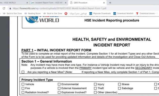 Incident Report Form - Hsse World within Health And Safety Incident Report Form Template