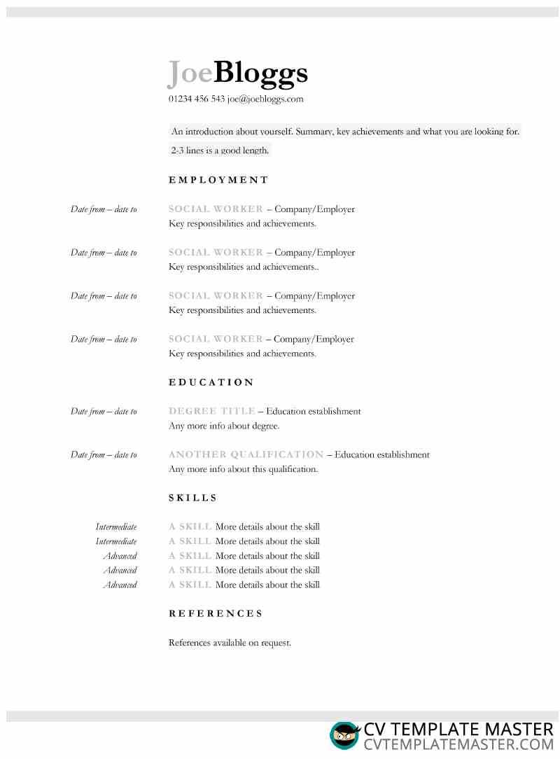Indented Cv/résumé Template In Word Format – Cv Template Master Intended For What Is A Template In Word