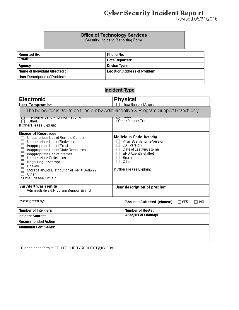 Information Security Incident Report Form – Dalep.midnightpig.co In Computer Incident Report Template
