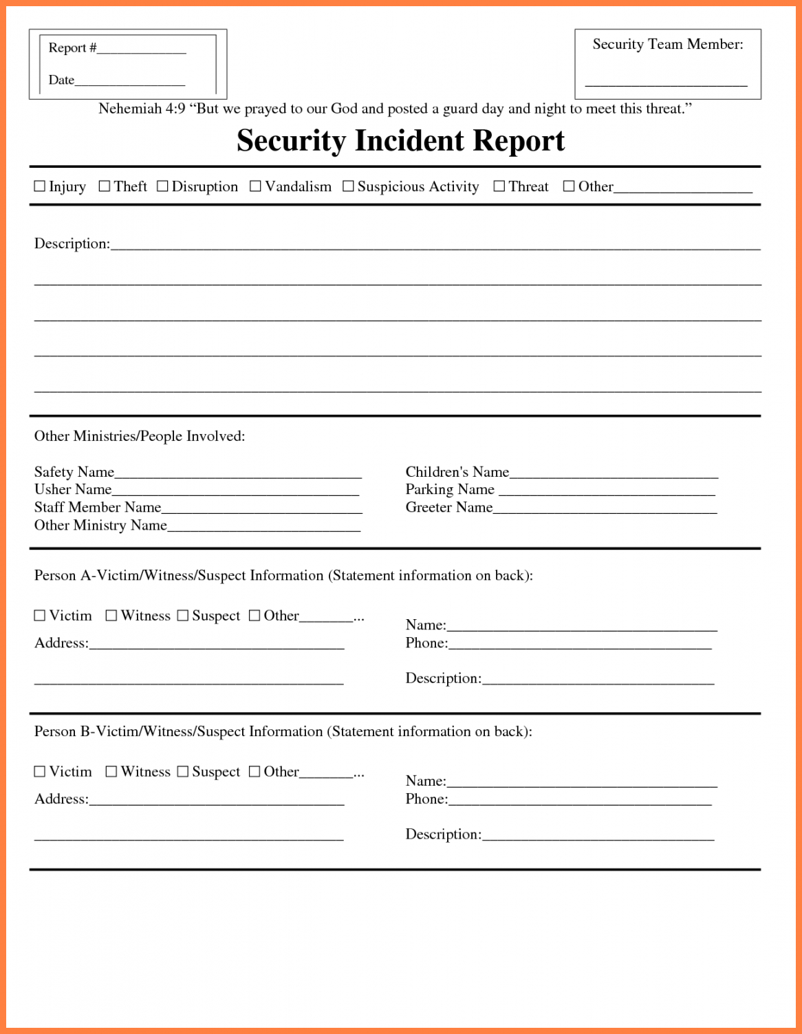 Information Technology Incident Report Template For Template For Information Report