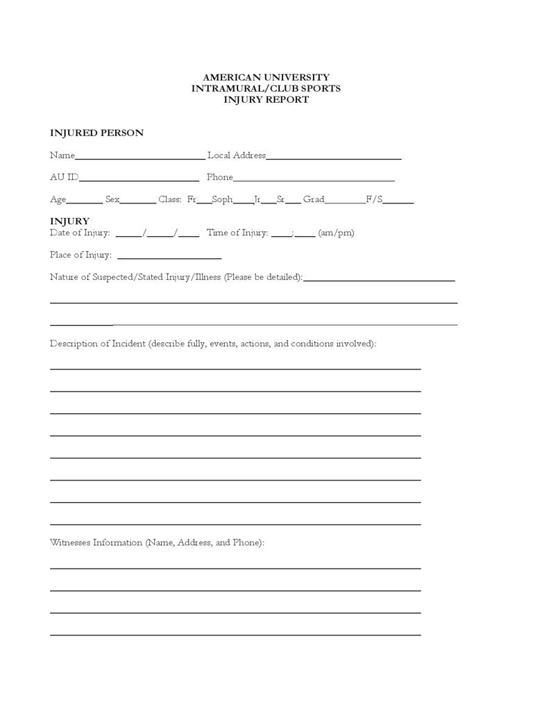 Injury Report Form – 3 Free Templates In Pdf, Word, Excel With Incident Report Form Template Word